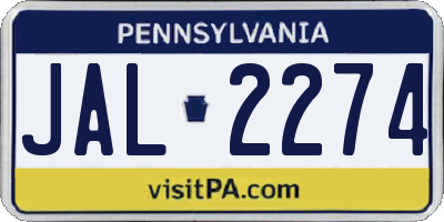 PA license plate JAL2274