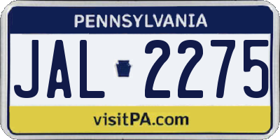 PA license plate JAL2275