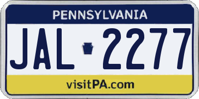 PA license plate JAL2277