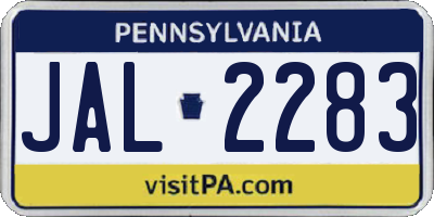 PA license plate JAL2283