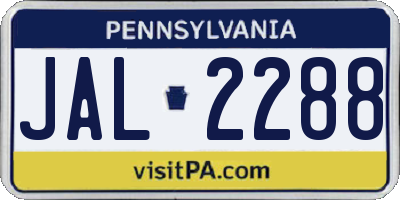 PA license plate JAL2288