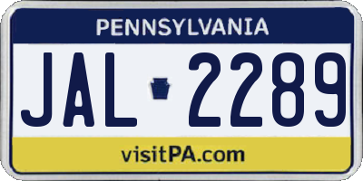 PA license plate JAL2289