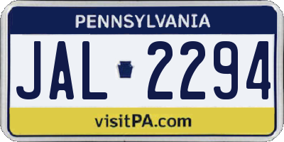 PA license plate JAL2294