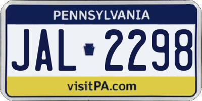 PA license plate JAL2298