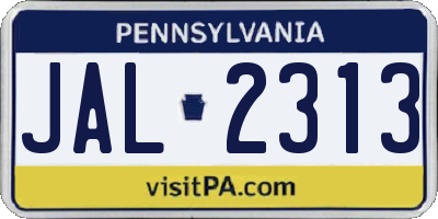 PA license plate JAL2313
