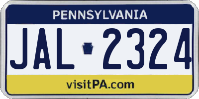 PA license plate JAL2324
