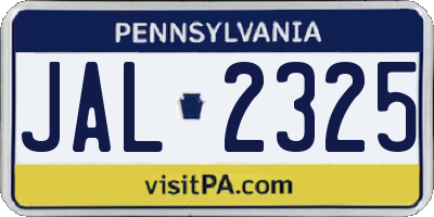 PA license plate JAL2325