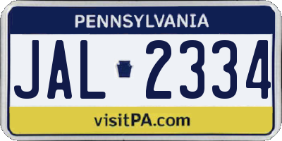 PA license plate JAL2334