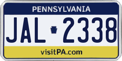 PA license plate JAL2338