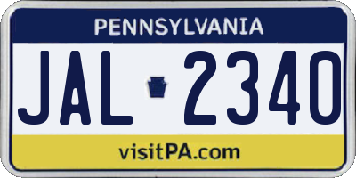 PA license plate JAL2340