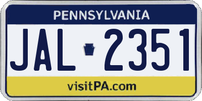PA license plate JAL2351