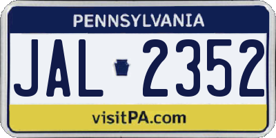 PA license plate JAL2352