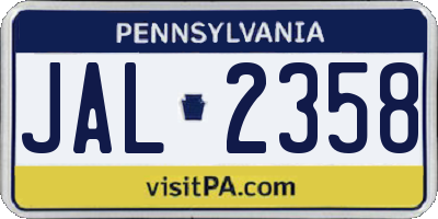 PA license plate JAL2358