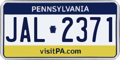 PA license plate JAL2371