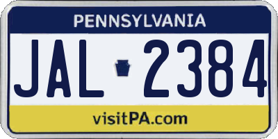 PA license plate JAL2384