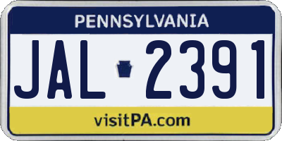 PA license plate JAL2391