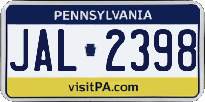 PA license plate JAL2398