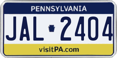 PA license plate JAL2404