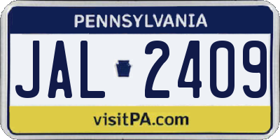 PA license plate JAL2409