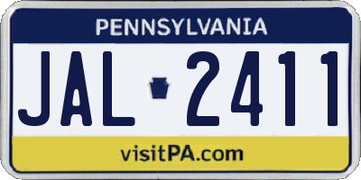 PA license plate JAL2411