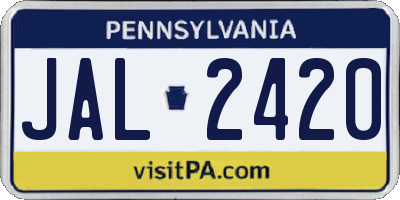 PA license plate JAL2420
