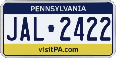 PA license plate JAL2422