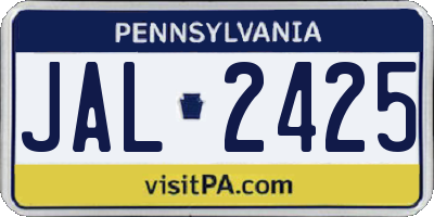 PA license plate JAL2425