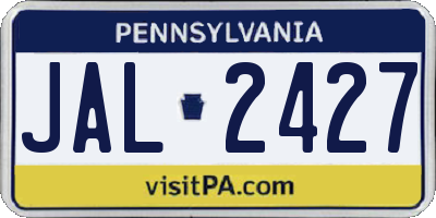 PA license plate JAL2427
