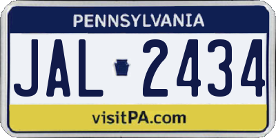 PA license plate JAL2434