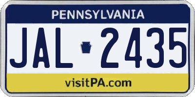 PA license plate JAL2435