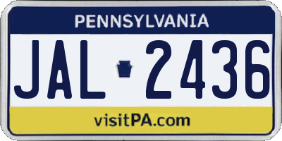 PA license plate JAL2436