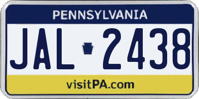 PA license plate JAL2438