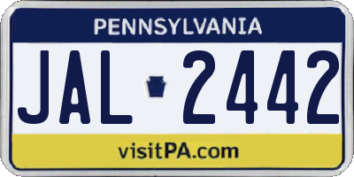 PA license plate JAL2442