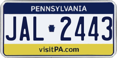 PA license plate JAL2443