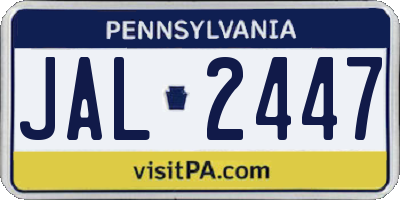 PA license plate JAL2447