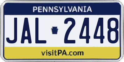 PA license plate JAL2448