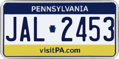 PA license plate JAL2453