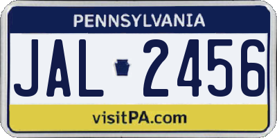 PA license plate JAL2456