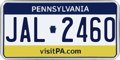 PA license plate JAL2460