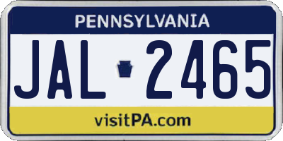 PA license plate JAL2465