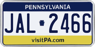 PA license plate JAL2466