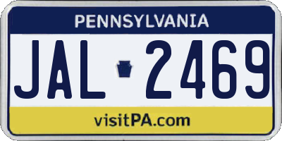 PA license plate JAL2469