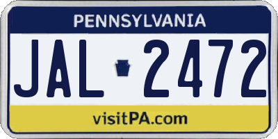 PA license plate JAL2472