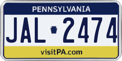 PA license plate JAL2474