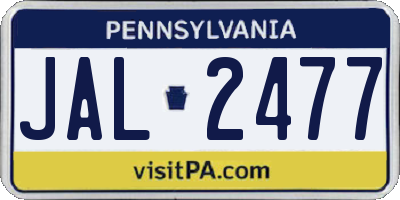 PA license plate JAL2477