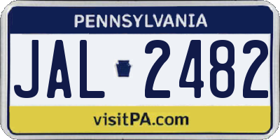 PA license plate JAL2482