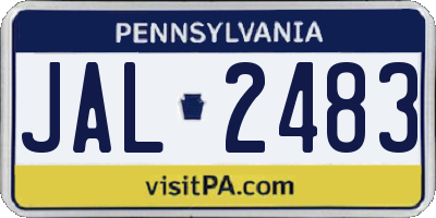 PA license plate JAL2483