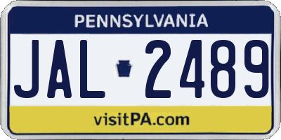 PA license plate JAL2489