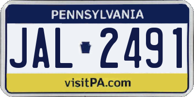 PA license plate JAL2491