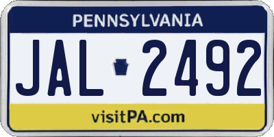 PA license plate JAL2492